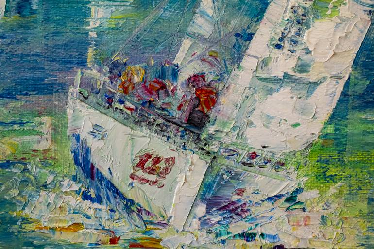 Original Abstract Yacht Painting by Natalia Shchipakina