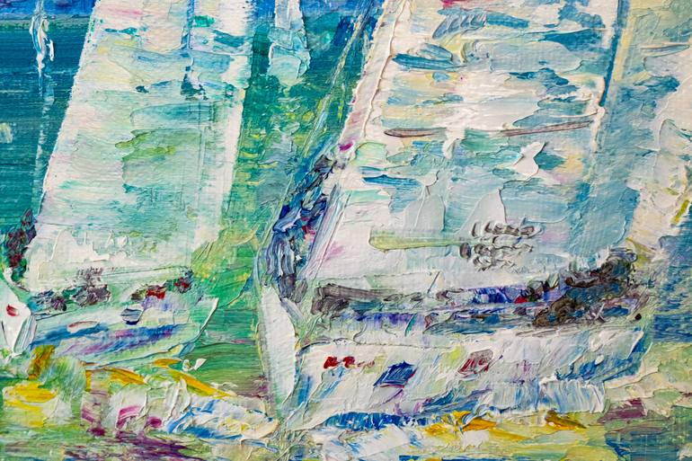 Original Abstract Yacht Painting by Natalia Shchipakina