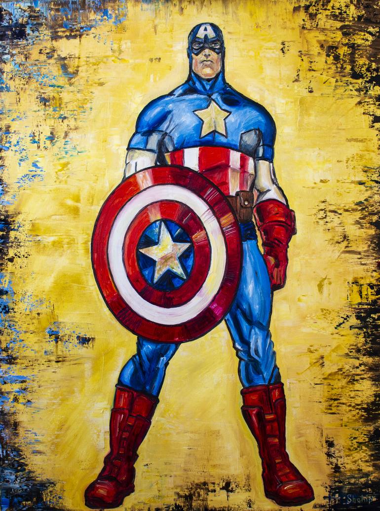 foretrække maskine vandring Captain America Painting by Natalia Shchipakina | Saatchi Art