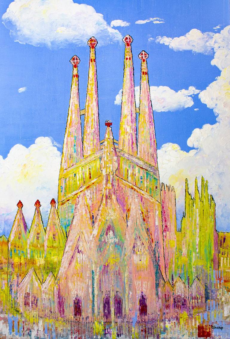 Sagrada Familia. Sky castle Painting by Natalia Shchipakina | Saatchi Art