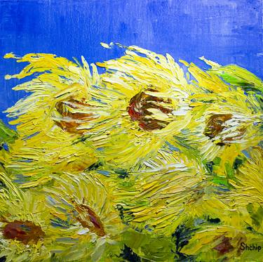 Saatchi Art Artist Natalia Shchipakina; Painting, “The wind in the sunflowers.” #art