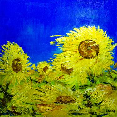 Saatchi Art Artist Natalia Shchipakina; Painting, “Sunflowers under the blue sky” #art