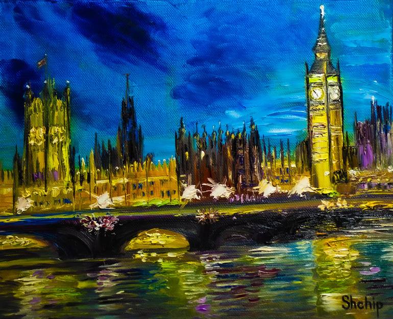 London. Big-Ben tower Painting by Natalia Shchipakina | Saatchi Art