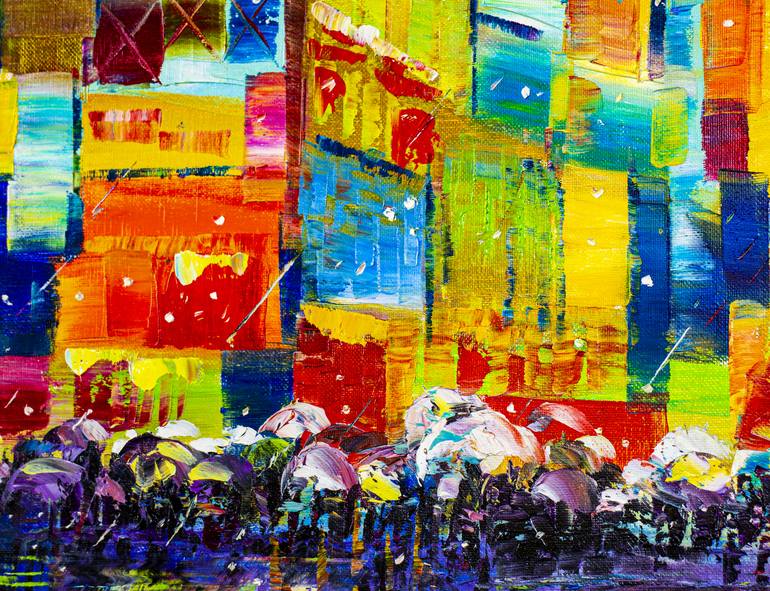 Original Abstract Expressionism Cities Painting by Natalia Shchipakina