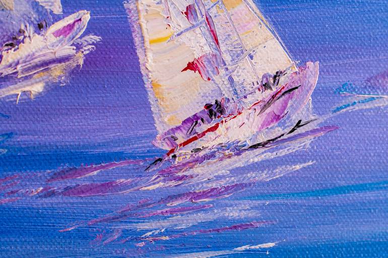 Original Impressionism Boat Painting by Natalia Shchipakina