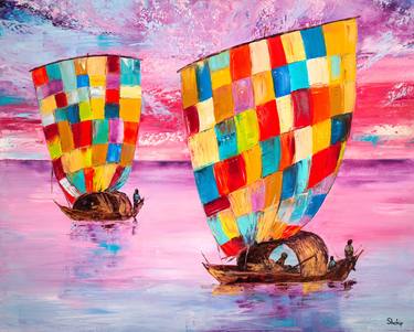 Original Impressionism Sailboat Paintings by Natalia Shchipakina