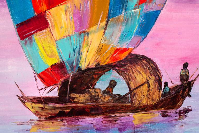 Original Impressionism Sailboat Painting by Natalia Shchipakina