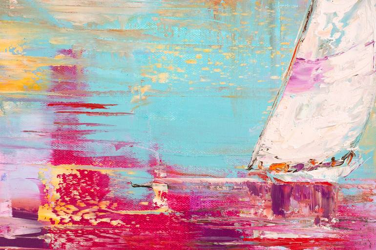 Original Abstract Boat Painting by Natalia Shchipakina