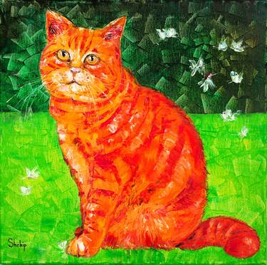 Original Impressionism Cats Paintings by Natalia Shchipakina