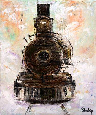 Original Train Paintings by Natalia Shchipakina