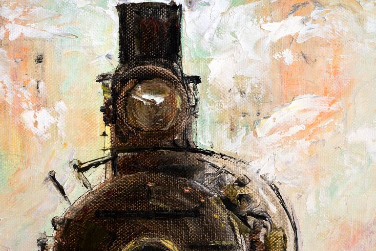 Original Impressionism Train Painting by Natalia Shchipakina
