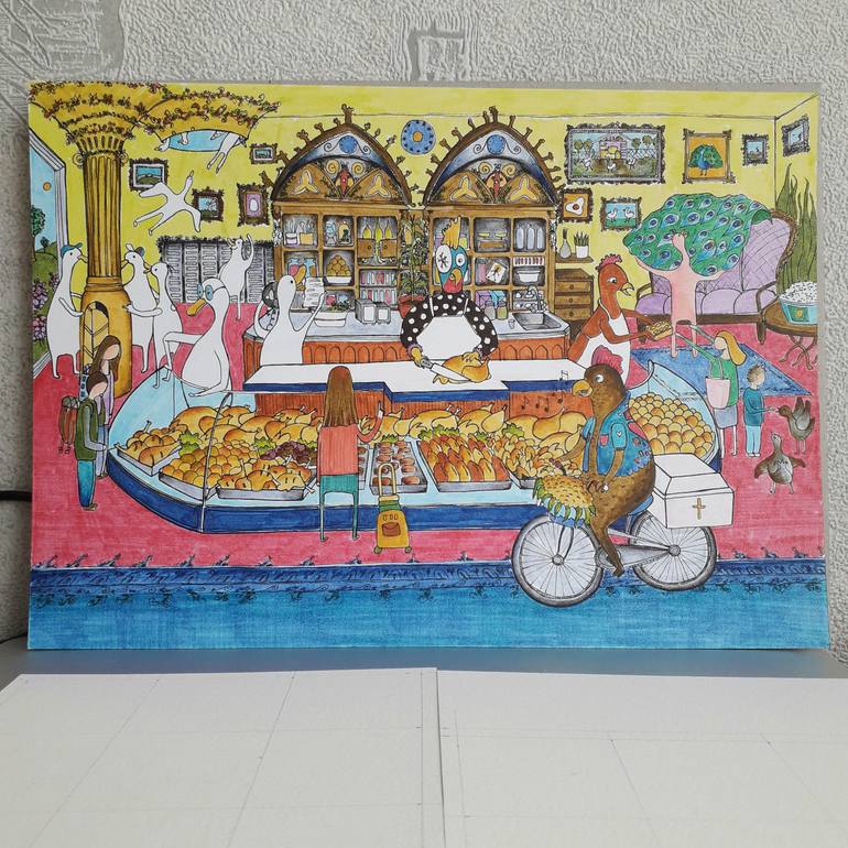 Original Color Field Painting Children Mixed Media by Csilla Fazekas