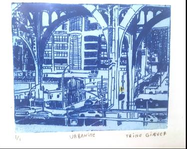 Original Expressionism Cities Printmaking by Trine Giaever