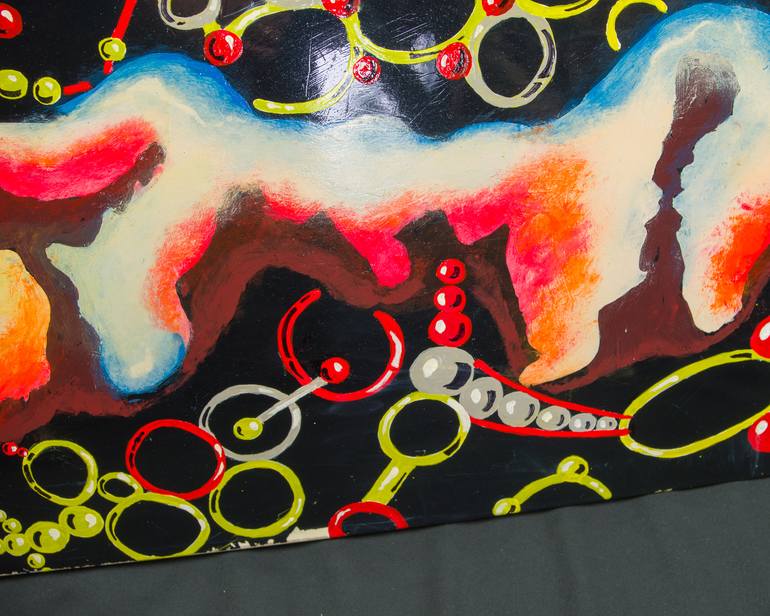Original Folk Abstract Painting by Roy Robert Pekoc