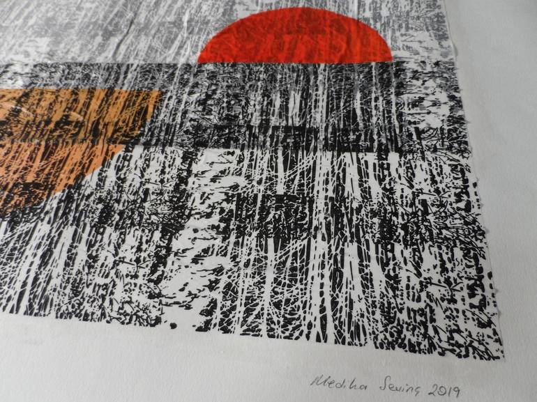 Original Abstract Expressionism Abstract Printmaking by Mediha Sevinc