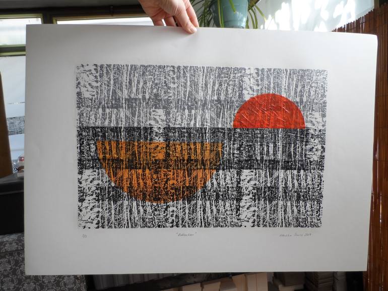 Original Abstract Expressionism Abstract Printmaking by Mediha Sevinc