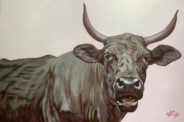 Original Figurative Cows Paintings by Nicolas Gheur