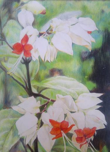 Original Impressionism Floral Mixed Media by lanna Sukrakarn