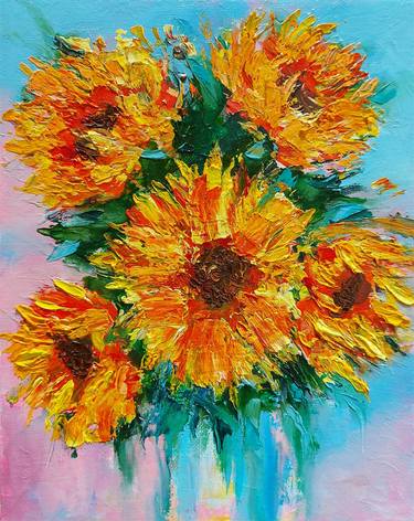 Original Abstract Expressionism Floral Paintings by Serge M Artems