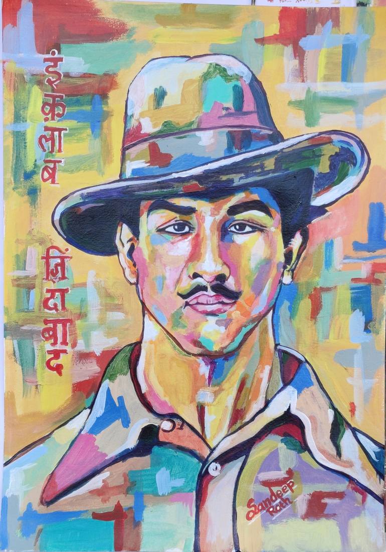 Bhagat Singh Painting Painting by Sandeep Rath | Saatchi Art