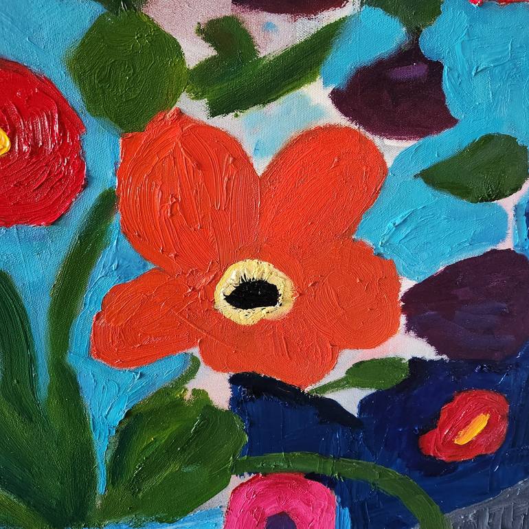 Original Abstract Floral Painting by Marous  Artist