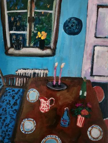 Original Expressionism Interiors Paintings by Marous Artist