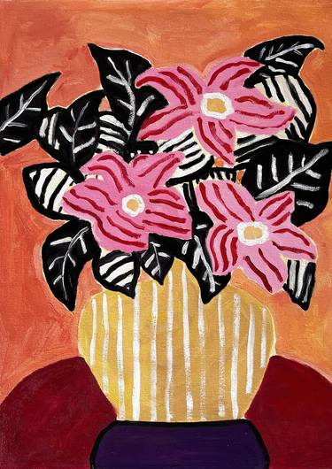 Original Expressionism Floral Painting by Marous Artist