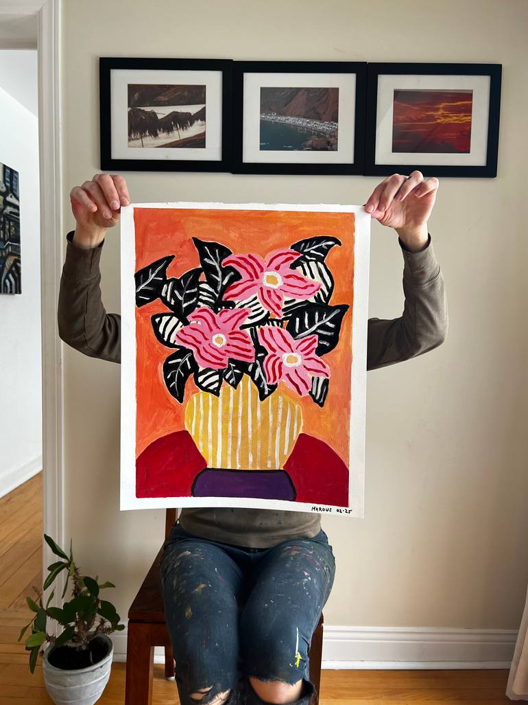 Original Expressionism Floral Painting by Marous Artist