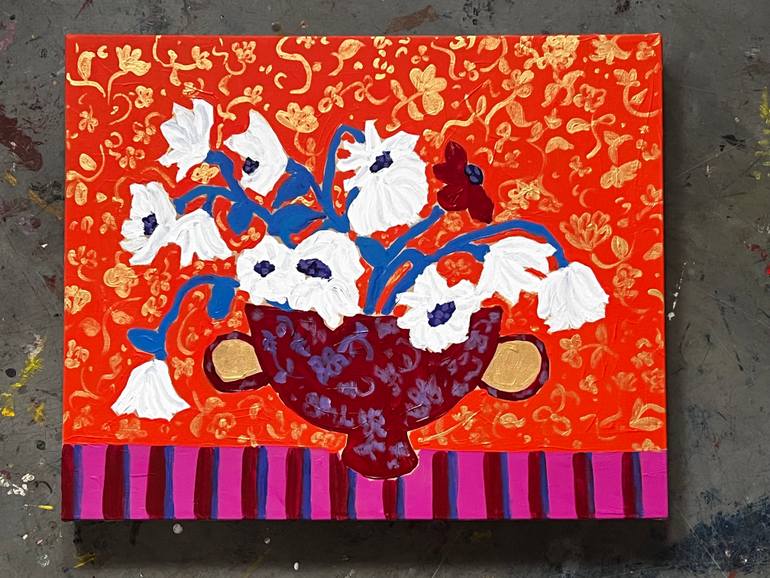 Original Baroque Floral Painting by Marous Artist