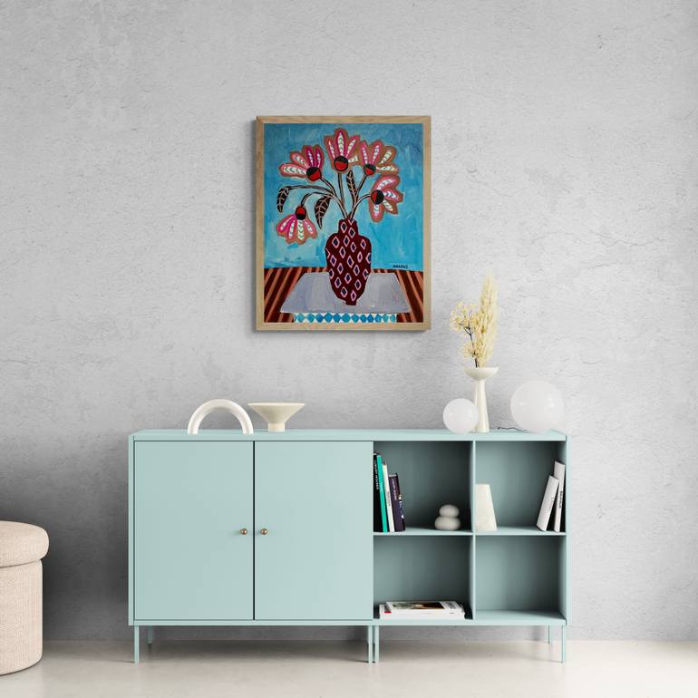 Original Modernism Floral Painting by Marous Artist