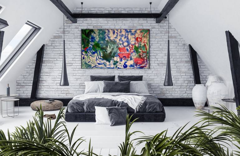 Original Abstract Garden Painting by Marous Artist