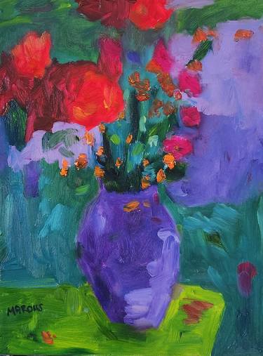 Print of Expressionism Floral Paintings by Marous Artist