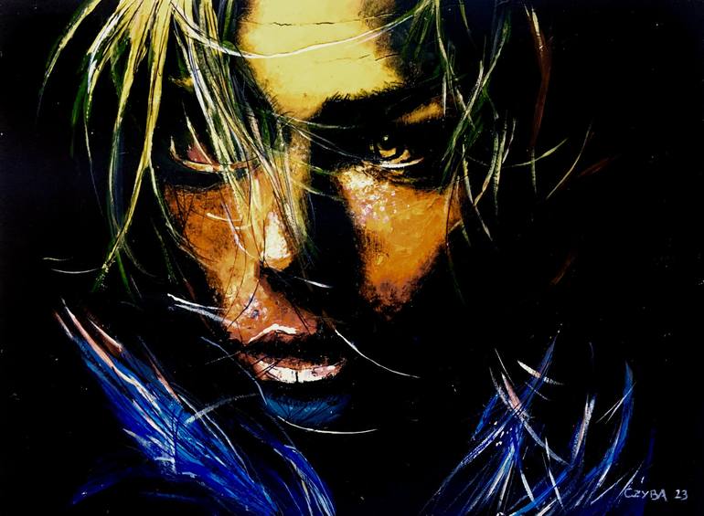 Original People Painting by Stephane Czyba | Figurative Art on Paper | WHEN THE NIGHT COMES
