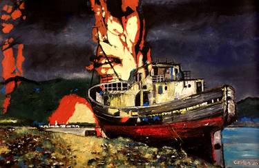 Print of Figurative Boat Paintings by Stephane CZYBA