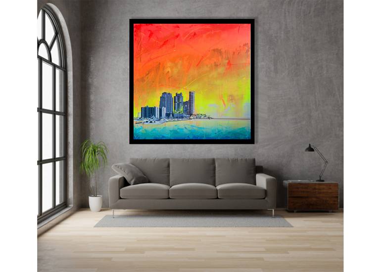 Original Abstract Cities Painting by Sneak Pulley