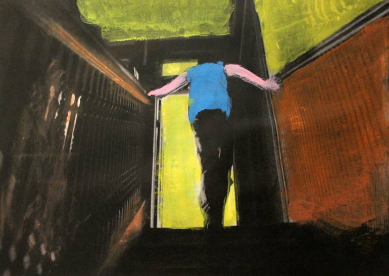 Original Home Painting by Paolo Bandinu | Figurative Art on Paper | Where there is shadow there must be light