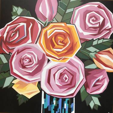 Original Cubism Floral Paintings by Ira Mitchell
