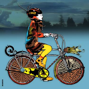 Print of Illustration Bicycle Printmaking by BUDHENS Stencil Art