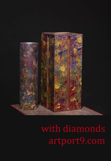 GEMSTONES COLORED FULLOAKWOODVASE thumb