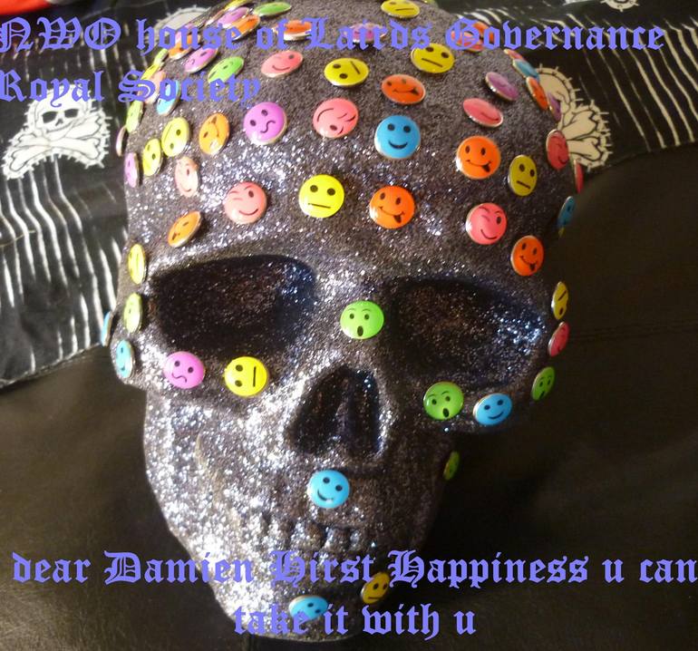 dear Damien Hirst happiness u can take it with u /NWO house of Lairds Global Governance Royal Society - Print