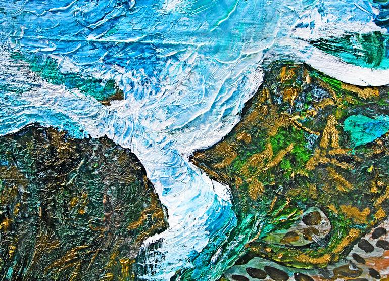 Ocean Waves Rock Painting by Karen Colville Saatchi Art