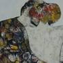 Friedrich Wurm has shown an intimate embrace with a kiss. He painted this picture with one of his favorite techniques, "fresco". Fresco gives the viewer the feeling that he has an old exposed mural when looking at it.