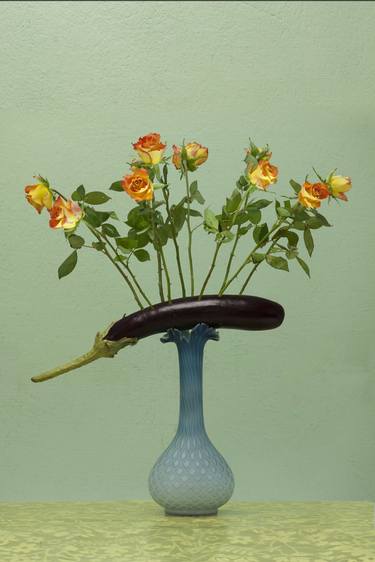 Still life with eggplant and roses thumb