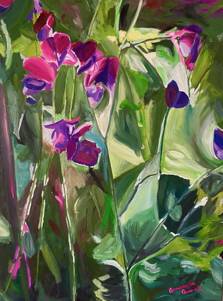 Sweet pea Painting by Amanda Quach | Saatchi Art