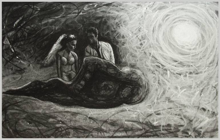 Original Modernism Love Drawing by Boris Subotic