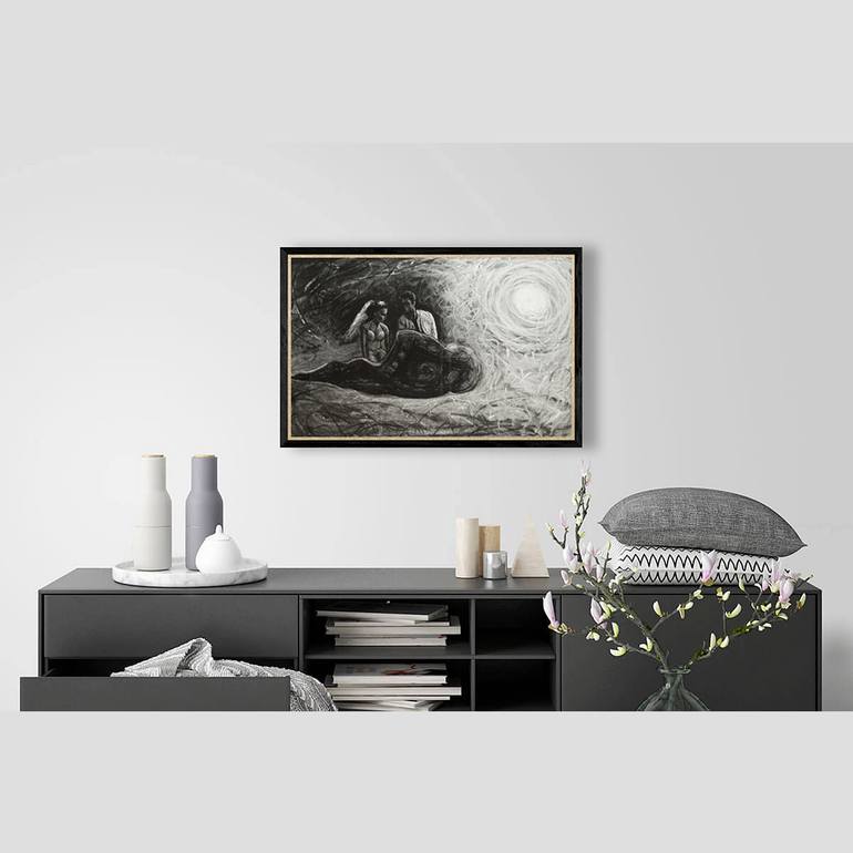 Original Modernism Love Drawing by Boris Subotic
