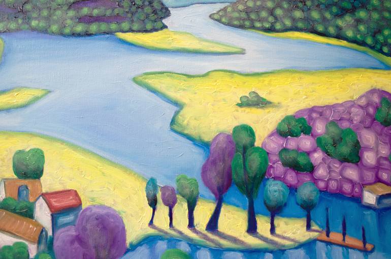 Original Modernism Landscape Painting by Boris Subotic