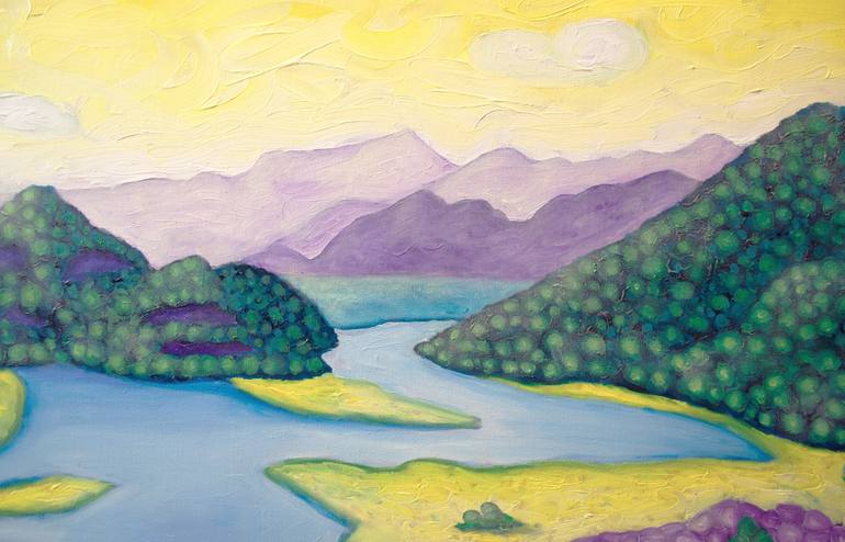Original Modernism Landscape Painting by Boris Subotic