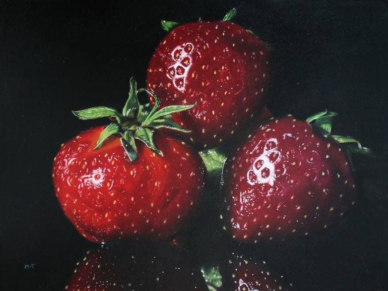 Strawberries Painting by Mieke van Thiel | Saatchi Art