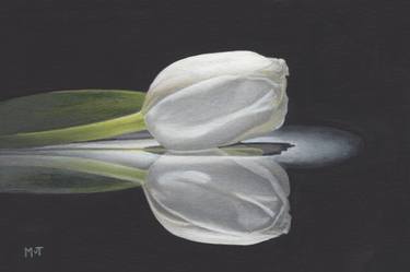 White tulip on mirror thumb